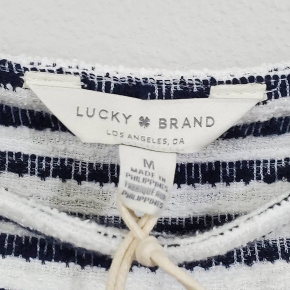 Lucky Brand Blue White Striped Square Neck Top Size M - Picture 4 of 5